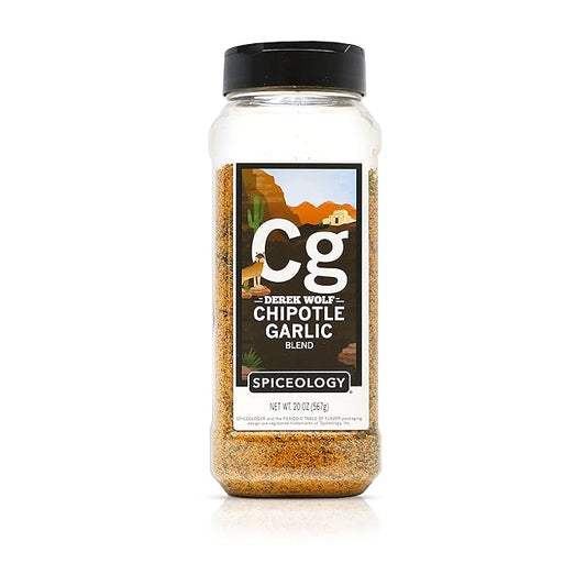 Spiceology & Derek Wolf - Chipotle Garlic Seasoning - Southwest Barbeque Rubs, Seasonings and Spice Blends - Use On: Pork, Wings, Eggs, Chicken, Beef, Ribs, Tacos and Vegetables - 20 oz