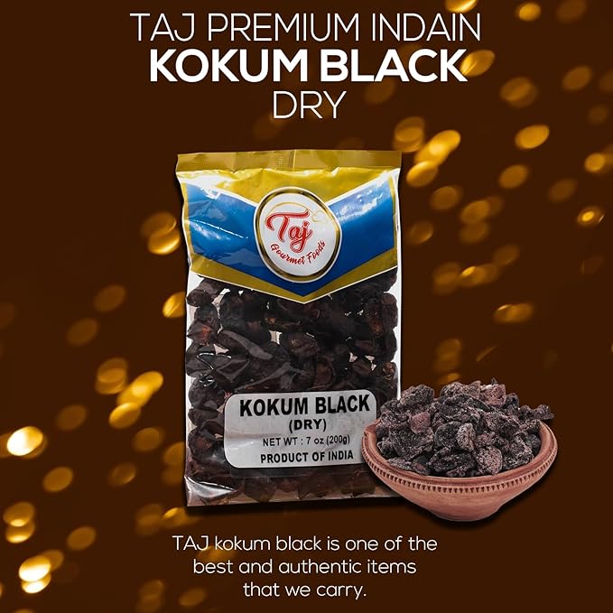 TAJ Premium Indian Black Kokum (Wild Mangosteen), (Dry, 7oz (NEW))