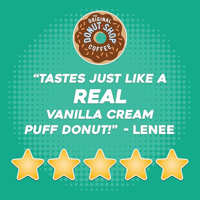 The Original Donut Shop Vanilla Cream Puff Coffee, Keurig Single Serve K-Cup Pods, Medium Roast Coffee, 60 Count, (6 Packs of 10)