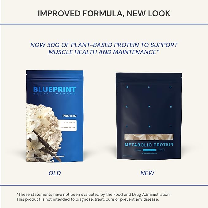 Blueprint by Bryan Johnson Vegan Protein Meal Replacement ??Plant Based Hemp Protein with 27g Protein Per Serving ??Low Calorie, Flavored Protein for Women & Men ??Dairy Free ??15 Servings - Vanilla