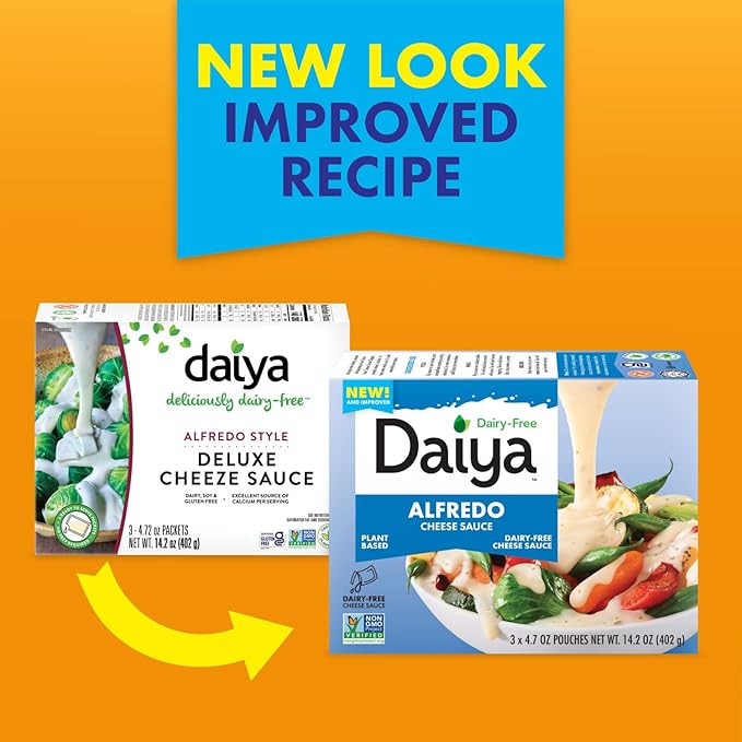 Daiya Dairy Free Alfredo Cheese Sauce, Plant Based Rich, Creamy, Cheesy Sauce, 14.2 oz (Pack of 8)