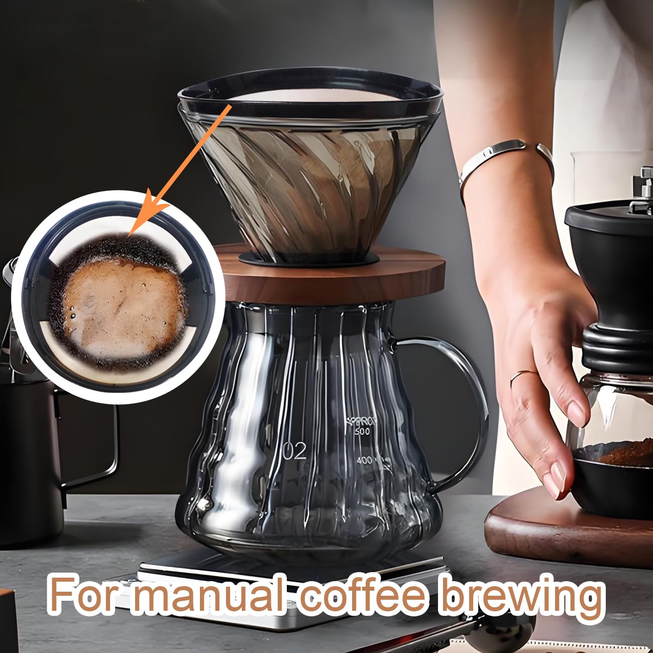 Ainreond 2Pcs Reusable Coffee Filter Basket, No.4 Cone Coffee Maker Filters, for Ninja and