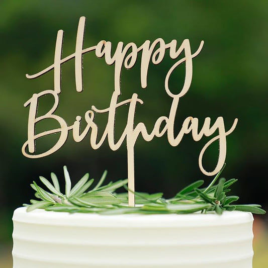Wooden Happy Birthday Cake Toppers, Birthday Party Decoration Supplies, Premium Quality Decoration (Design 01)