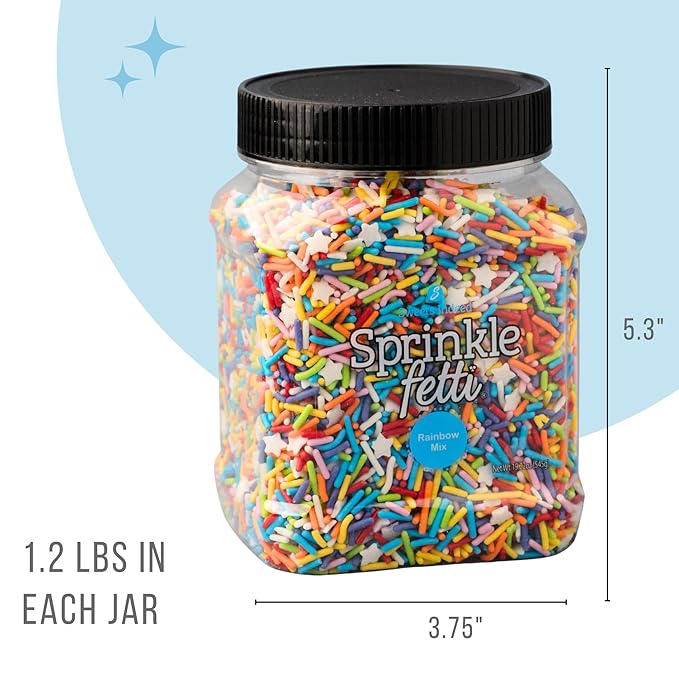 Sweets Indeed, Bulk Sprinkles, 1.3 pounds, Sprinkle Mix, Perfect for Cake Decorations, Baking Ice Cream Cookies Cupcake Topper (Rainbow)