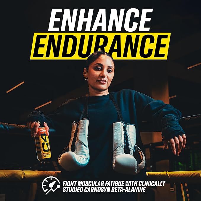 Cellucor C4 Performance Energy Drink | Zero Sugar Carbonated Preworkout Energy | 200mg Caffeine with Beta Alanine | Mango Foxtrot | 16 Fl Oz (12 Pack)