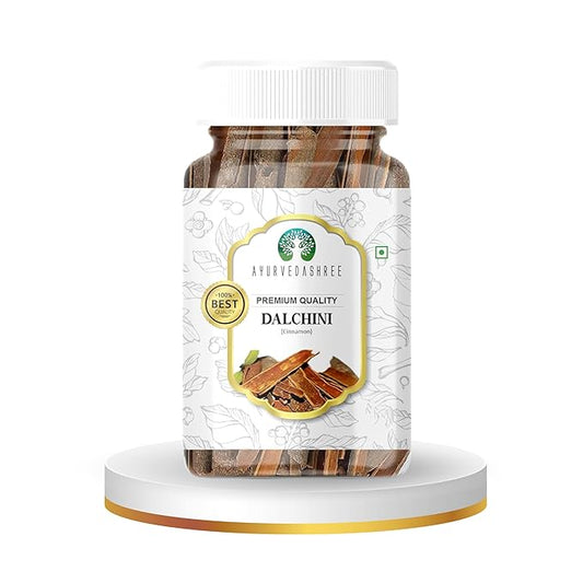 AYURVEDASHREE Cinnamon (Desi Dalchini) 60gm PET Jar | All Natural | Vegan | No Colors | NON-GMO | Cinamon Bark | Dalchini Chhaal
