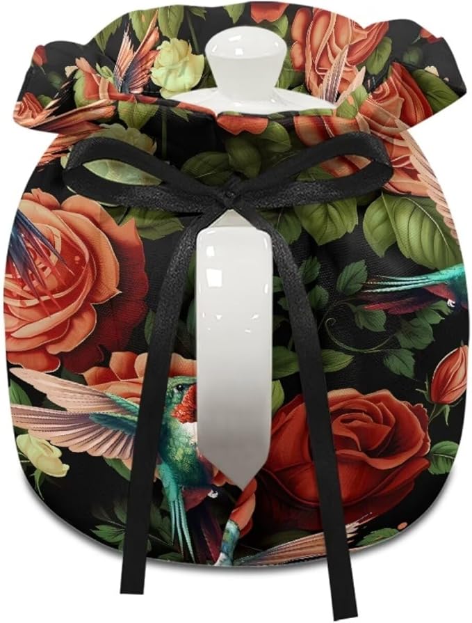 Hummingbird Tea Cozy for Teapot Insulated Yellow Rose Tea Pot Cozy for Keeping Warm Beautiful Butterflies Tea Cozies Kitchen Decor
