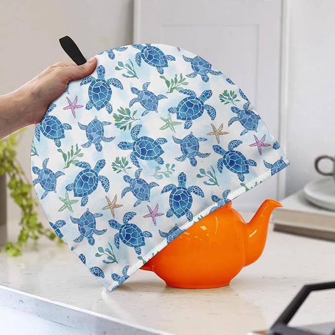 Sea Turtle Starfish Tea Cosy Teapot Cover Tea Pot Decor Covers Insulated Kettle Cover Kitchen Breakfast Warmer for Home Office for Women Mom Tea Lover