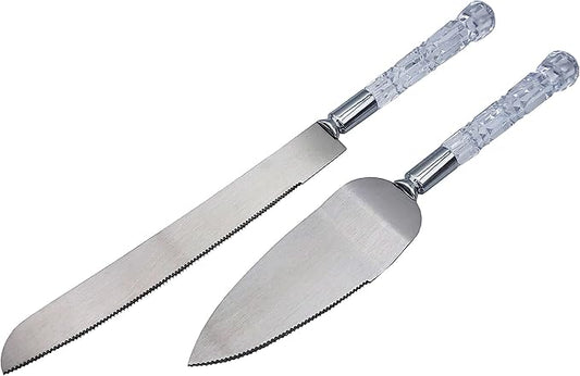 GIFTS INFINITY® Wedding Cake Knife and Server Set (Clear SL) - Valentine's Day Gift