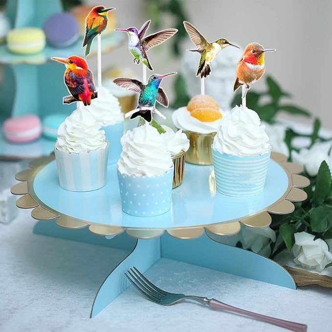 Picks 18 Pcs Hummingbird Dessert Cupcake Toppers Set Bird animals Theme petBaby Shower Boys Girls Happy Birthday Party Decorations