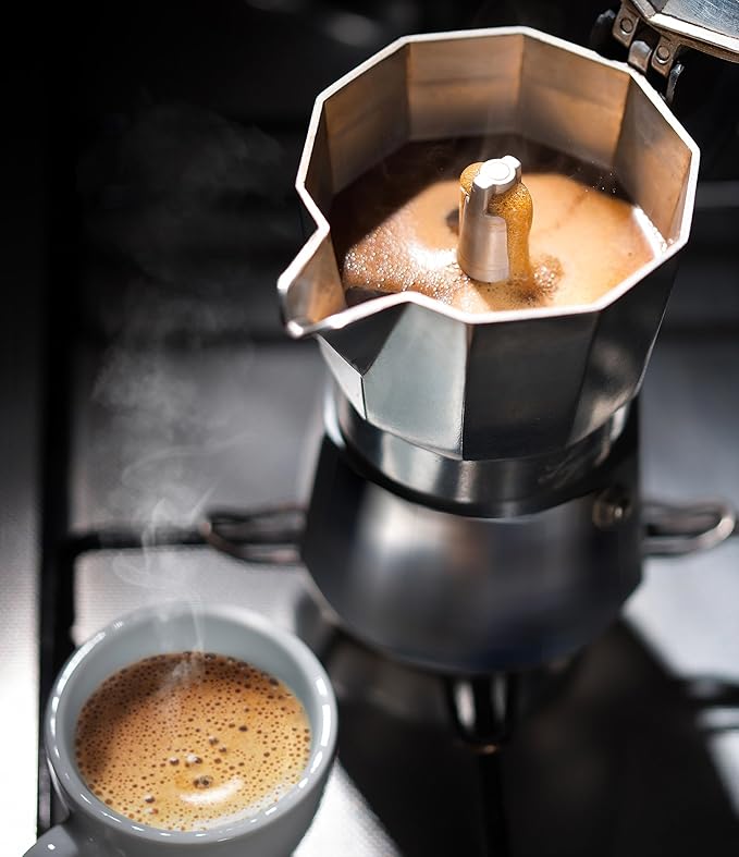 AGOGO Milano Moka Pot, Stovetop Espresso Maker, Greca, Coffee Percolator, Turkish Coffee Maker with Paper Filter 6 Cup Original Silver