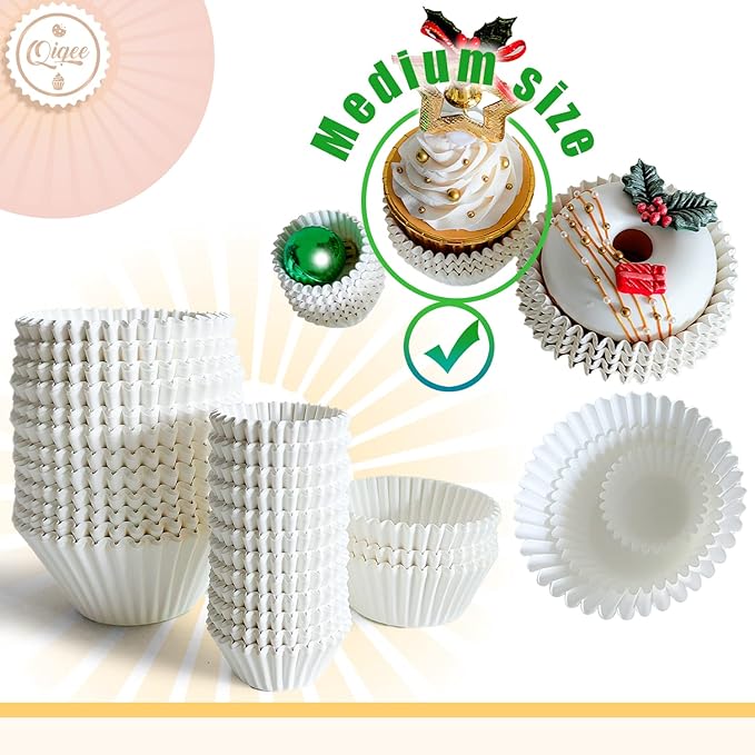 qiqee 600pcs White Cupcake Liners Muffin Linner No Smell, Food Grade Baking Cups竊늆tandard Sizeç«?,<div>