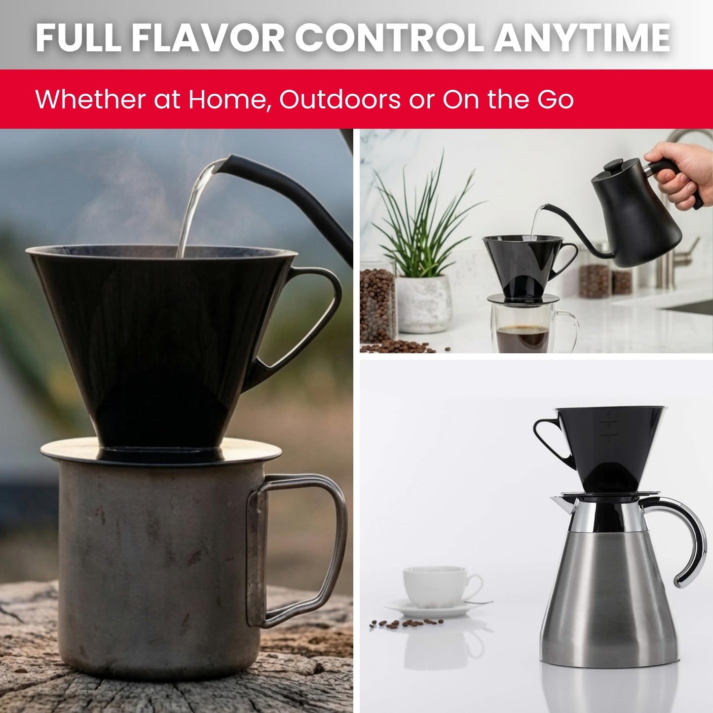 Westmark Pour Over Coffee Dripper, Coffee Filter Cone Size 4, Reusable Plastic for Manual Brewing