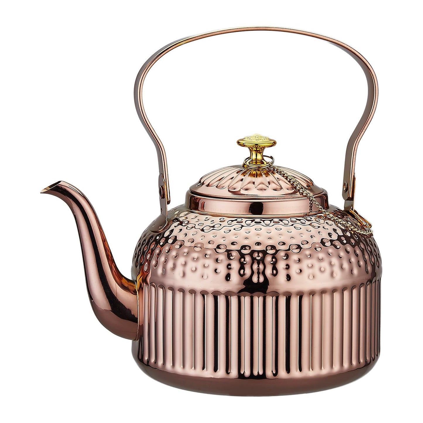 SANQIAHOME Antique 1.4L (45 Oz) Stainless Steel Teapot with Infuser Copper