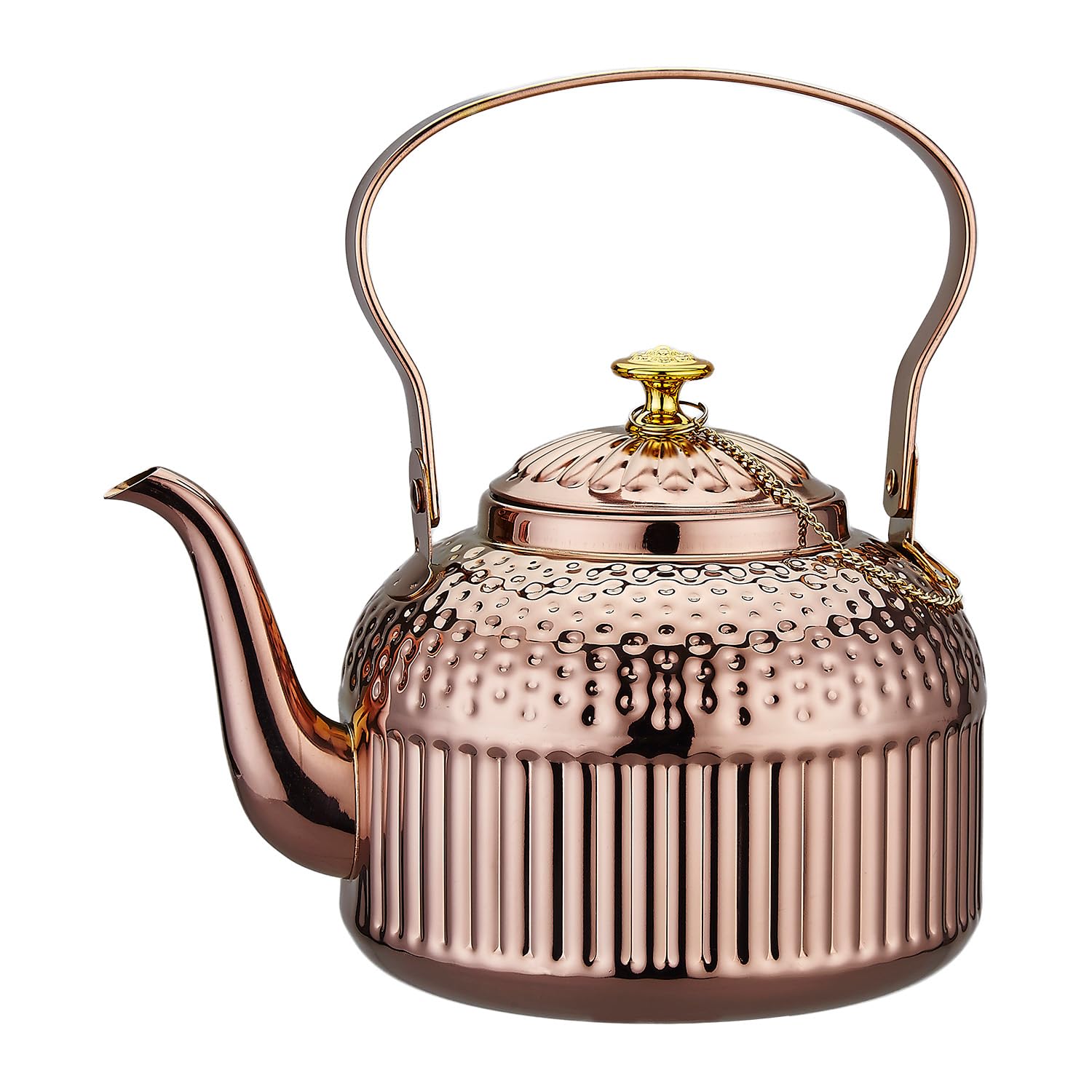 SANQIAHOME Antique 1.4L (45 Oz) Stainless Steel Teapot with Infuser Copper