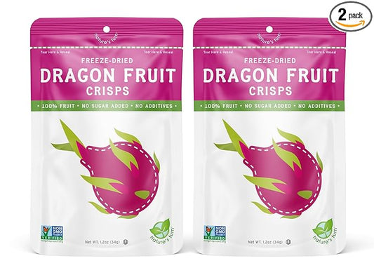 Nature???Turn Freeze-Dried Fruit Snacks, Dragon Fruit Crisps, Pack of 2 (1.2 oz Each)