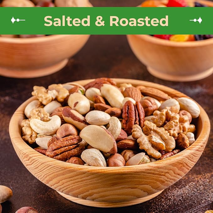Sincerely Nuts Roasted & Salted Mixed Nuts | Almonds, Cashews, Pecans, Brazil Nuts and Hazelnuts | Healthy Snack - Nutrient Rich Alternative Treat | Vegan, Kosher & Gluten-Free | 1 lb bag