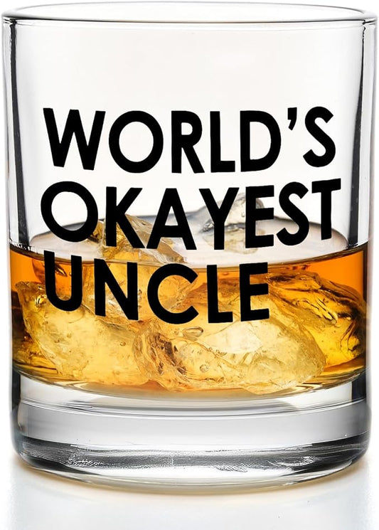 Funny Uncle Whiskey Glasses 10 oz, Uncle Gifts for Birthday Christmas from Niece Nephew Old Fashioned Rocks Glasses for Drinking Scotch Bourbon Cocktail Liquor Vodka