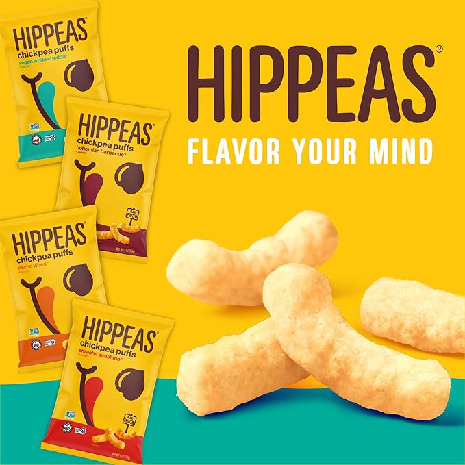 Hippeas Chickpea Puffs, Flavor Blast: Blazin' Hot, 0.75 Ounce (Pack of 18), 3g Protein, 2g Fiber, Vegan, Gluten-Free, Crunchy, Plant Protein Snacks