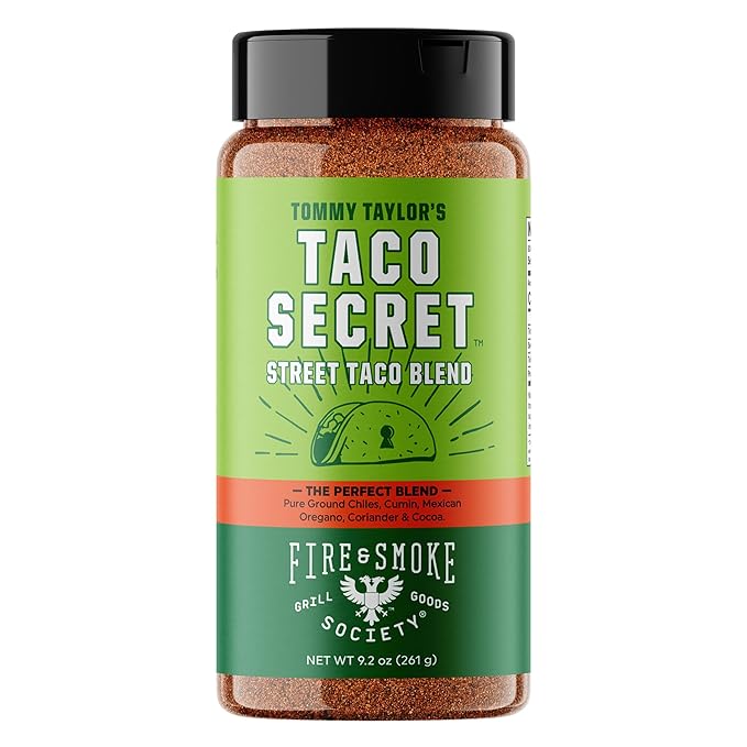 Fire & Smoke Society Taco Secret Taco Seasoning Mix | XLarge Bottle | Fajita Seasoning Mix, Carnitas, Meat, Mexican Spice Blend | MSG Free, Gluten Free, Non-GMO | 9.2 oz