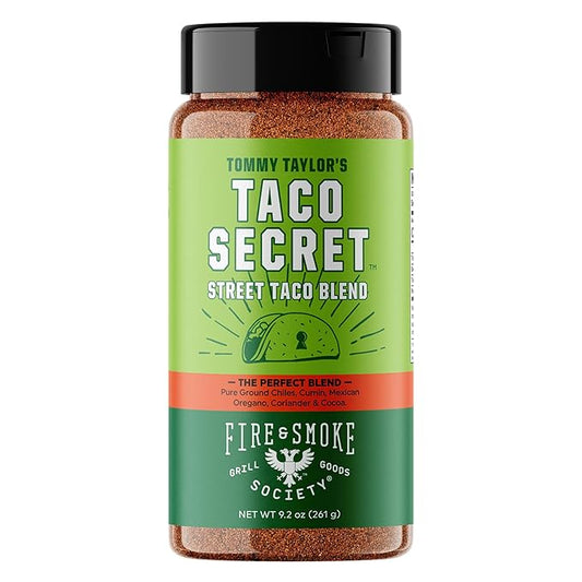 Fire & Smoke Society Taco Secret Taco Seasoning Mix | XLarge Bottle | Fajita Seasoning Mix, Carnitas, Meat, Mexican Spice Blend | MSG Free, Gluten Free, Non-GMO | 9.2 oz