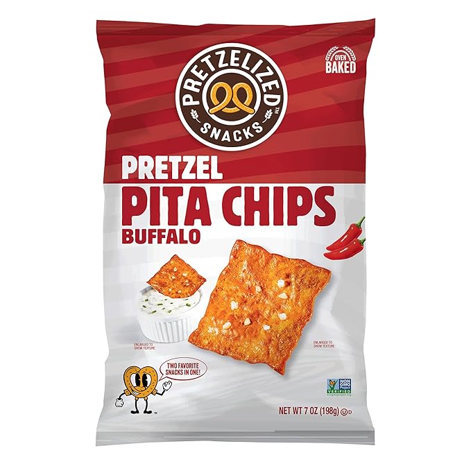 Pretzelized Pretzel Pita 12 Pack Variety - Sea Salt, Everything, Buffalo Pretzelized Snacks Pita Chips MultiPack