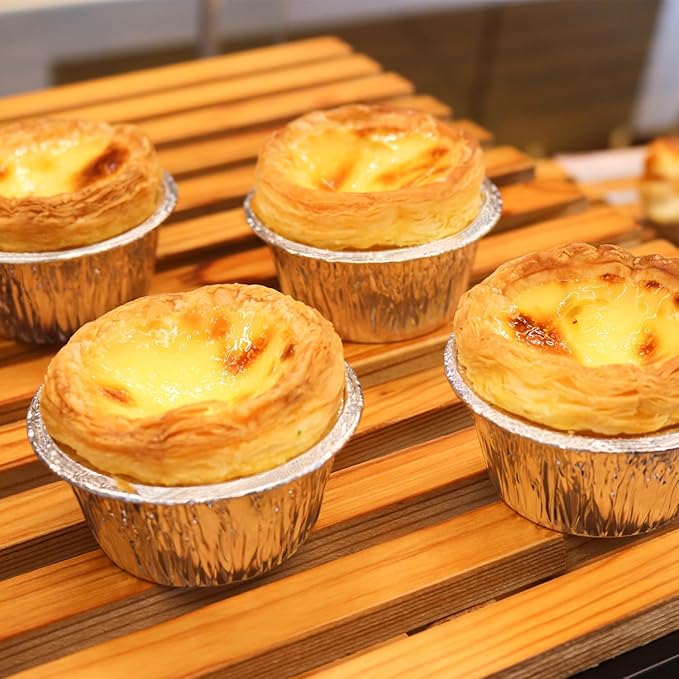 Aluminum Foil Baking Cups, 150 Pack Disposable 4 Oz Ramekins Aluminum Cupcake Muffin Liners Silver Foil Baking Cups for Egg Tart, Baking, Cupcake, Pudding, Appetize
