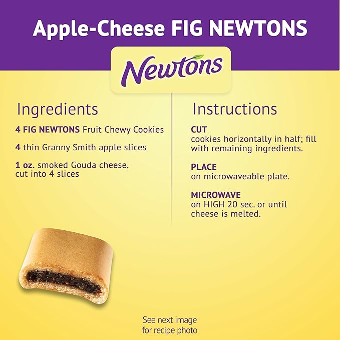 Newtons Fig Bars, Soft Fruit Chewy Cookies, 40 Snack Packs (2 Cookies Per Pack, 4 Boxes)