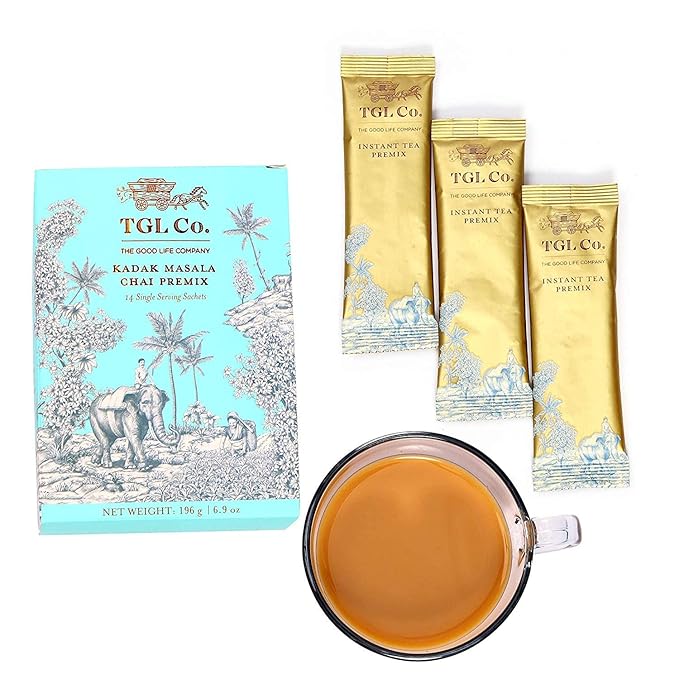 TGL Co. Kadak Masala Chai Instant Tea Premix – 14 Sachets | Bold Indian Spiced Chai Powder | Ready-to-Mix Hot Beverage