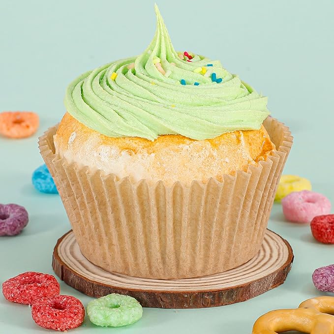 Caperci Standard Cupcake Muffin Liners for Baking 300 Pcs - Odorless Greaseproof Paper Muffin Baking Cups for Wedding Birthday Party Baby Shower Festivals (Natural)