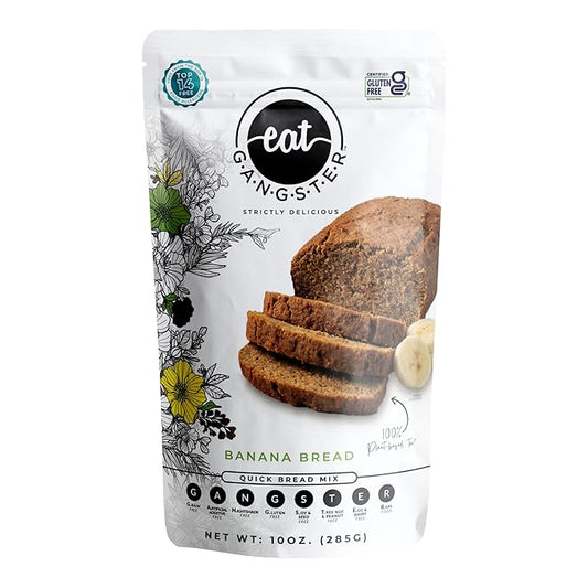 eat G.A.N.G.S.T.E.R. Vegan Banana Bread Mix, Allergy-Friendly Baking Mix, Grain-Free, No Dairy, Nuts, Gluten, Dairy, For Paleo & AIP Diets, Delicious Loaf, Doughnuts, Breakfast, Healthy Snack, Dessert