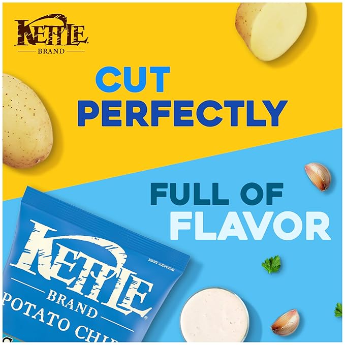Kettle Brand Potato Chips, Farmstand Ranch Kettle Chips, 7.5 Oz (Pack of 12)