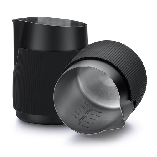 Normcore Handleless Milk Pitcher - Espresso Steaming Pitcher with Round Spout - 18/8 Stainless