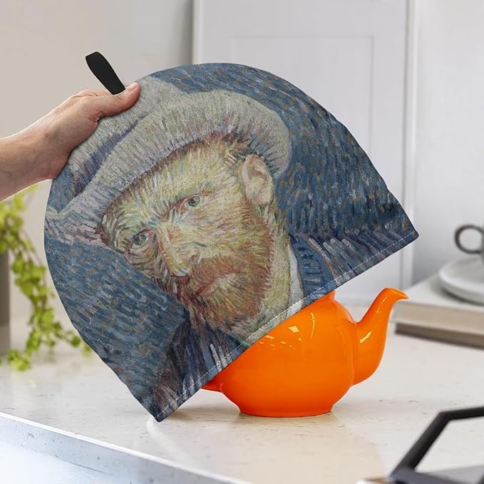 Tea Cozy for Teapot with Handle Van Oil Painting Dust Cover Extra Thick Teapot Covers for Keeping Warm Kitchen Decorative for Keeping Warm Can Hung and Folded 竊뉰lue竊?"<div>