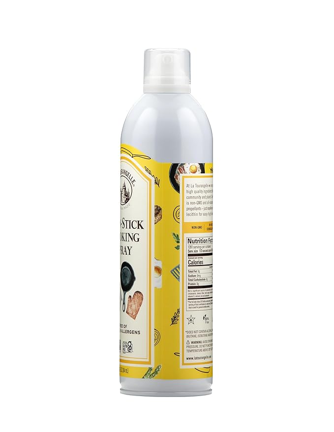 La Tourangelle, Non Stick Cooking Spray, Expeller Pressed Oil, Non Aerosol, For Neutral Flavor, Medium to High Heat, 13 Fl Oz (Pack of 2)