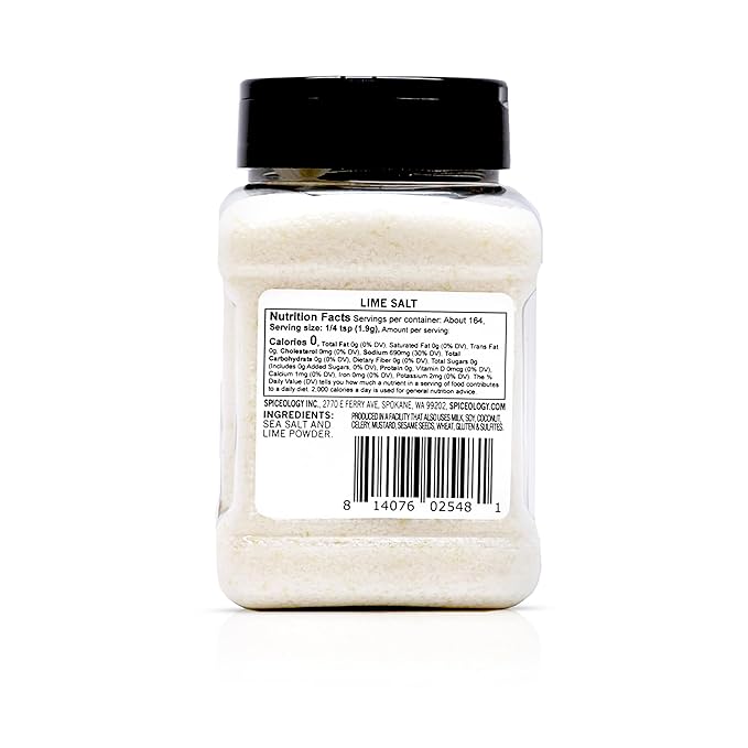 Spiceology – Lime Salt – Tangy Citrus Sea Salt Seasoning for Cocktails, Margaritas, Guacamole, Tacos, Grilled Meat, Fruit & More – Finishing & Rimming Salt – 11 oz