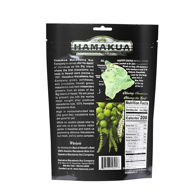 Hamakua Macadamia Nuts - Lightly Salted - Hawaiian Grown Dry Roasted Half and Whole Macadamias with Salt - Natural Eco-Friendly Large Macadamia Nuts