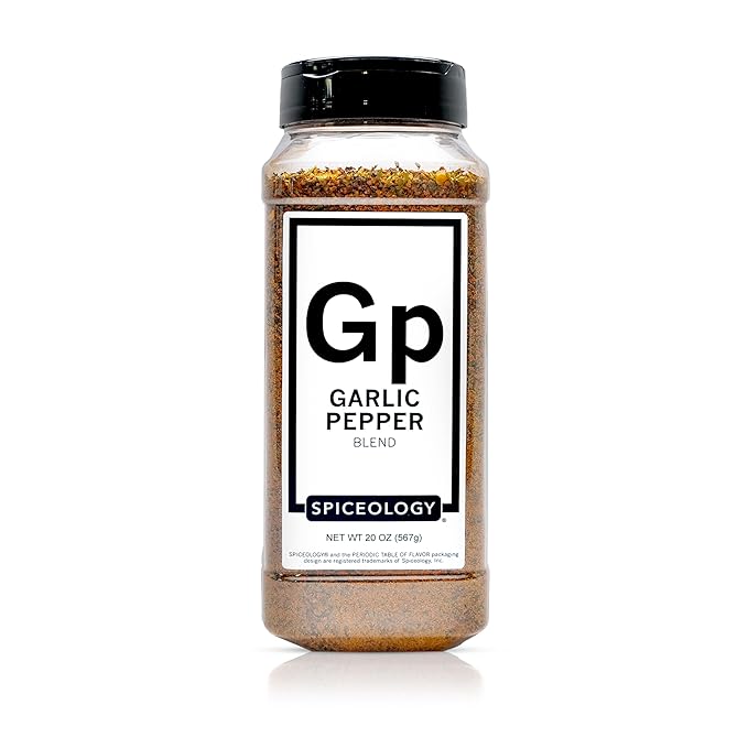 Spiceology – Garlic Pepper – Bold, Savory Garlic Pepper Seasoning for Steak, Chicken, Seafood & Veggies – Perfect BBQ Rub, Burger Seasoning & More – 20 oz