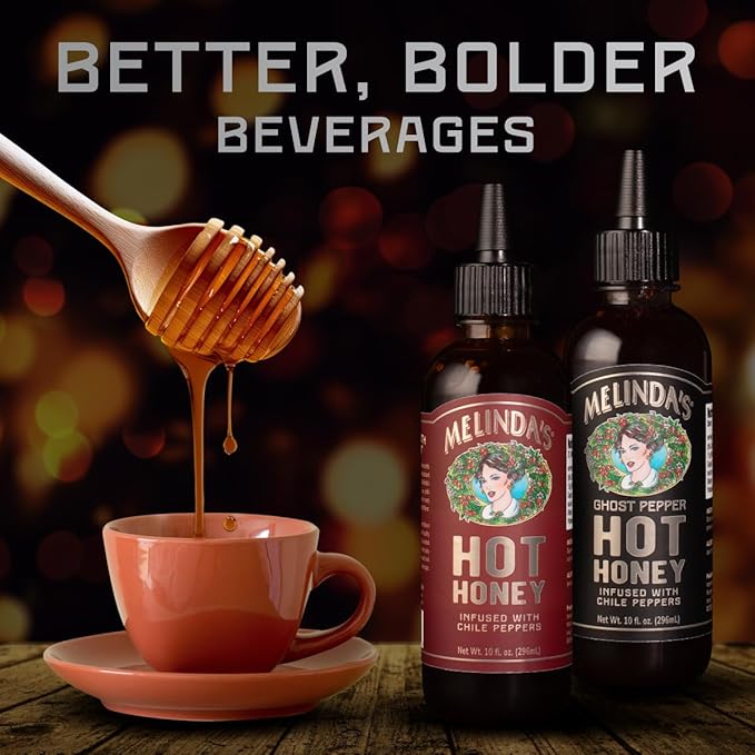 Melinda’s Hot Honey Collection - 10 oz, 2 Pack - Spicy Honey Sauce Variety Pack w/ Classic Hot Honey, Ghost Hot Honey - Sweet & Spicy Infused Honey