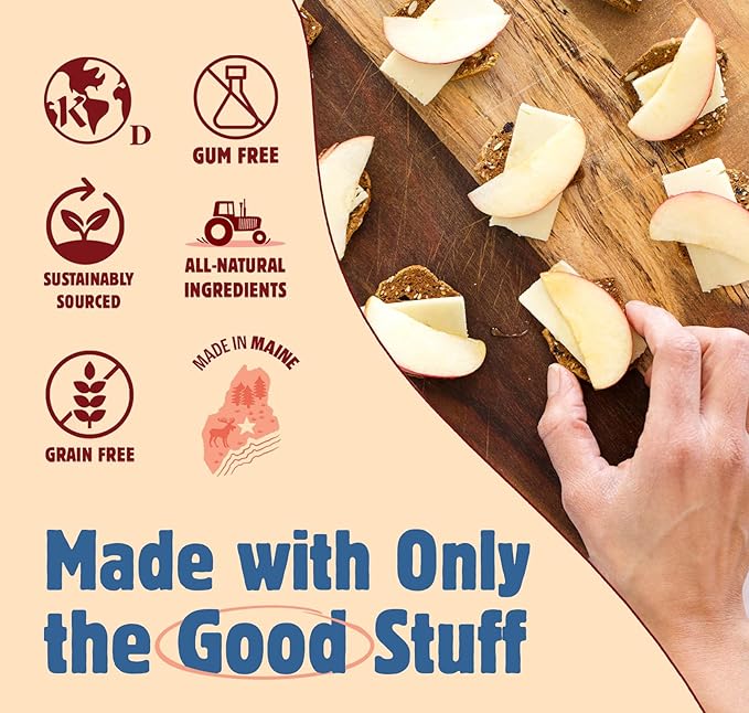 Maine Crisp Variety 5 Pack, Gluten Free Crackers – Snack Crackers, Grain Free, Non-GMO - Cranberry Almond, Cinnamon Maple, Savory Fig & Thyme, Wild Blueberry Walnut, Olive & Za'atar, For Cheese Boards, Salad Toppings & Jams