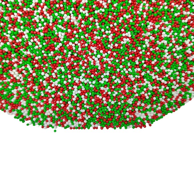 Homankit Christmas Sprinkles for Cake Decorating Red Green and White Nonpareils Sprinkles Edible Cookie Decorations Mini Pearls for Decorating Cake, Baking, Cupcake Toppers, Ice Cream, Donuts 3.88 Ounce