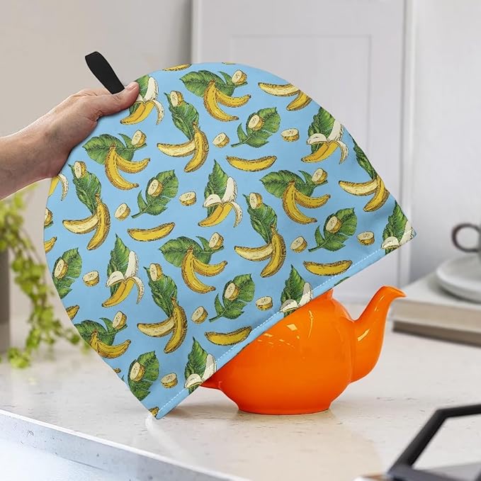 Tea Cozy Yellow Banana Print Creative Insulated Tea Cosy Extra Thick Home Kitchen Decoration Creative Gifts Dust Teapot Cover Kitchen Accessories for Travel