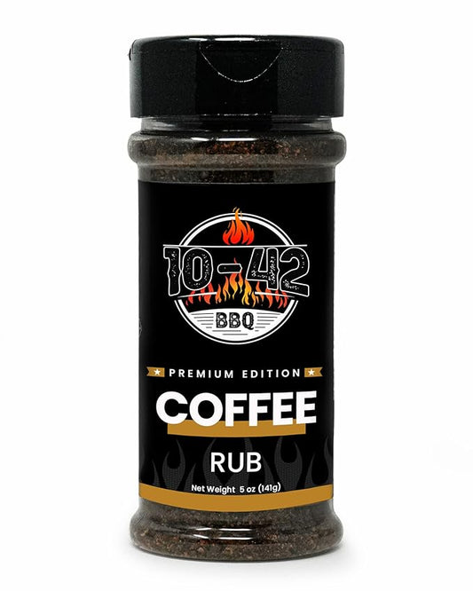 10-42 BBQ Coffee Meat Rub (NO MSG, Low Sodium) 0 Calorie | Premium Edition Steak Seasoning and Dry Rubs | Barbecue Spice Mix for Grilling Meat | Savory Flavor with Incredible Crust | 5 oz