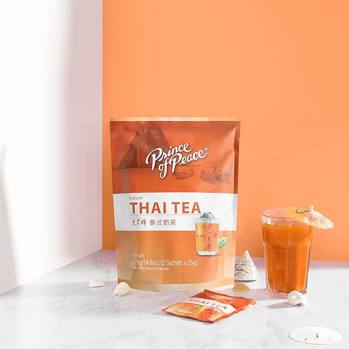 Prince of Peace 3 in 1 Instant Thai Tea Beverage, 24 Sachets Value Size – Instant Hot or Cold Beverage – Easy to Brew – Made with Authentic Thai Tea Recipe, Rich and Creamy Taste – Just Add Water
