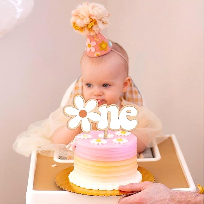 Wood White Daisy Cake Topper - Daisy First Birthday Decorations,One flower cake topper,Daisy 1st Cake Smash,Groovy One (DAISY WOODEN)