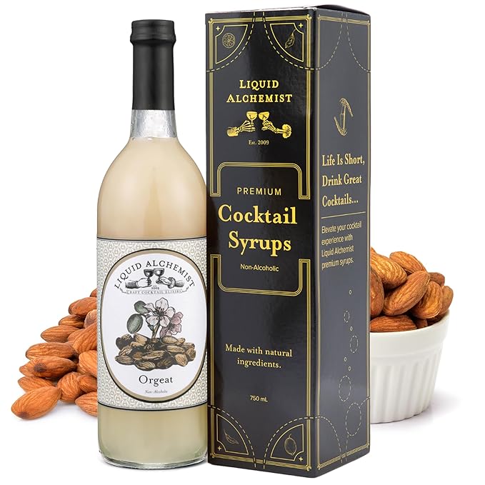 Liquid Alchemist Orgeat Syrup for Cocktails - Real Ingredients Make Our Almond Syrup the Perfect Mai Tai Mix - Non-GMO, Gluten Free & Vegan (25.4 oz)