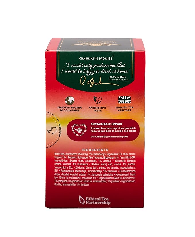 Ahmad Tea Strawberry Sensation Black Tea, 20-Count Boxes (Pack of 6)
