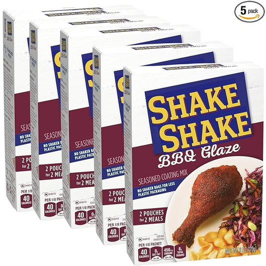 BBQ Glaze Seasoned Coating Mix, 2 Pouches for 2 Meals, 6 oz Box (Pack of 5)