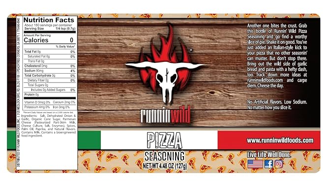 Gourmet Pizza Seasoning | Italian Seasoning Spice Blend | Low Sodium | No Artificial Flavors Added | Runnin Wild Foods, 4.48 ounces