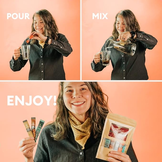Cusa Tea Instant Coffee Variety Packets | Light Medium Dark Vanilla Mocha and Dirty Chai Flavors | Premium Coffee Drink Mix Gifts (30 Single Pack)
